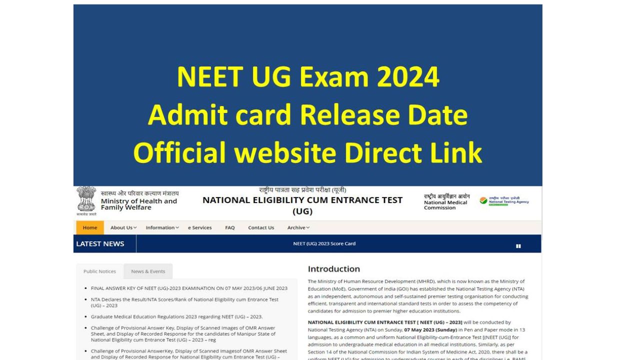 NTA NEET UG Admit Card 2024 Download