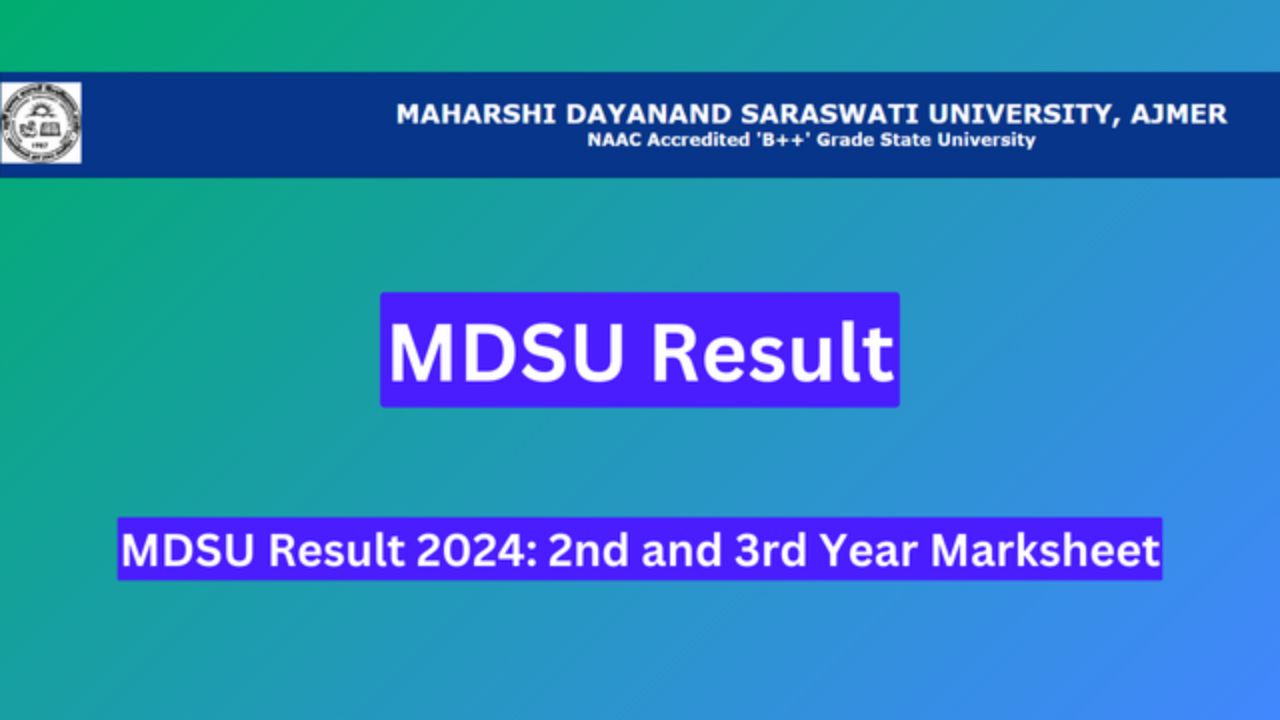 MDSU Result 2024, BA BSc BCom, 1st 2nd 3rd Year